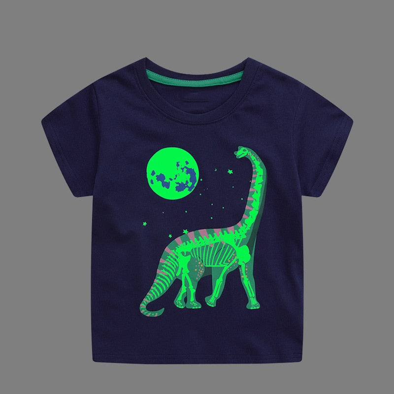 New Fashion Boys T-shirt Summer Luminous Dinosaur Animal Cotton Causal Clothes Lovely Tops for Kids 2-7 year | TageUnlimited