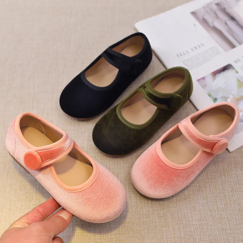 Children Princess Shoes Girl's Ballet Flats Fashion Concise Style velvet Shallow Elegant All-match Kids Flats | Gender neutral shoes, shoes | TageUnlimited