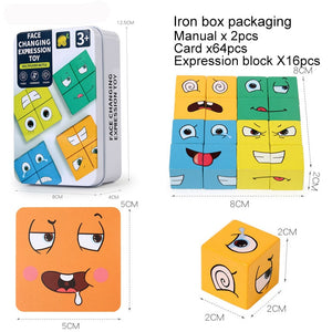 Cube Face Changing Building Blocks Board Game Wood Puzzle Montessori Expression Wooden Blocks Blocos For Children Kids Toys Gift | TageUnlimited