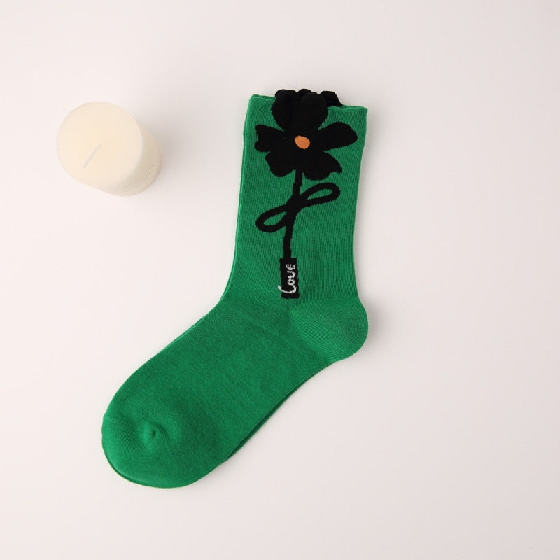 High Quality Cute Kawaii Women&#39;s Socks Floral Rabbit Cartoon Funny Socks Autumn Winter Middle Tube Fashion Casual Socks Eu35-40 | TageUnlimited