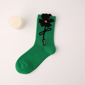 High Quality Cute Kawaii Women&#39;s Socks Floral Rabbit Cartoon Funny Socks Autumn Winter Middle Tube Fashion Casual Socks Eu35-40 | TageUnlimited