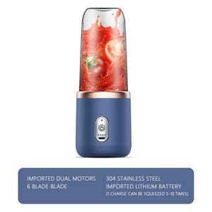 6 Blades Juicer Cup 400ML USB Smoothie Blender Cup Mini Charging Fruit Squeezer Food Mixer Ice Crusher Portable Wireless Juicers | TageUnlimited