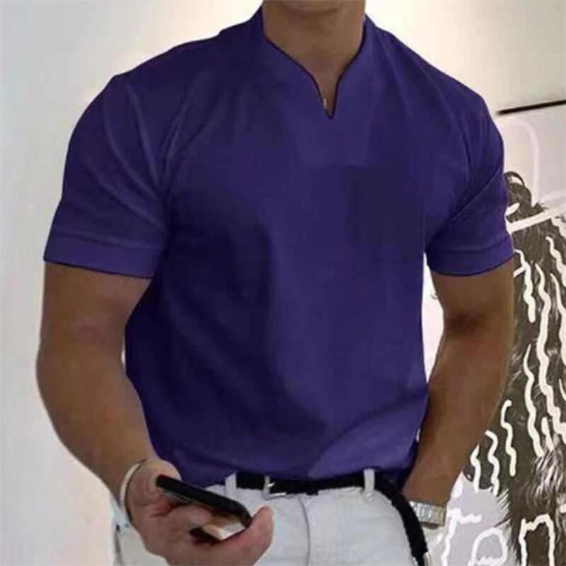 Men's Short-Sleeved Cotton Casual Men's T-shirt V-neck Shirt Male Breathable Polo Shirts S-5XL | TageUnlimited