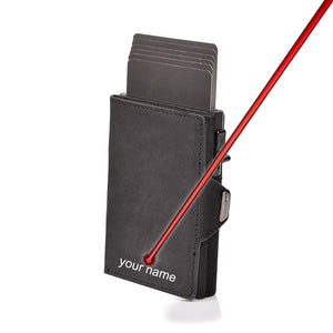 Vintage Crazy Horse Leather Men Wallets Luxury  RFID Protection Mini Metal Wallet  Zipper Coin Pocket  for Men and Women | TageUnlimited