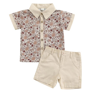Brother and Sister Matching Outfits Summer Kids Baby Clothes Boys Short Sleeve Shorts Gentleman Suit Girls Dress Baby Romper