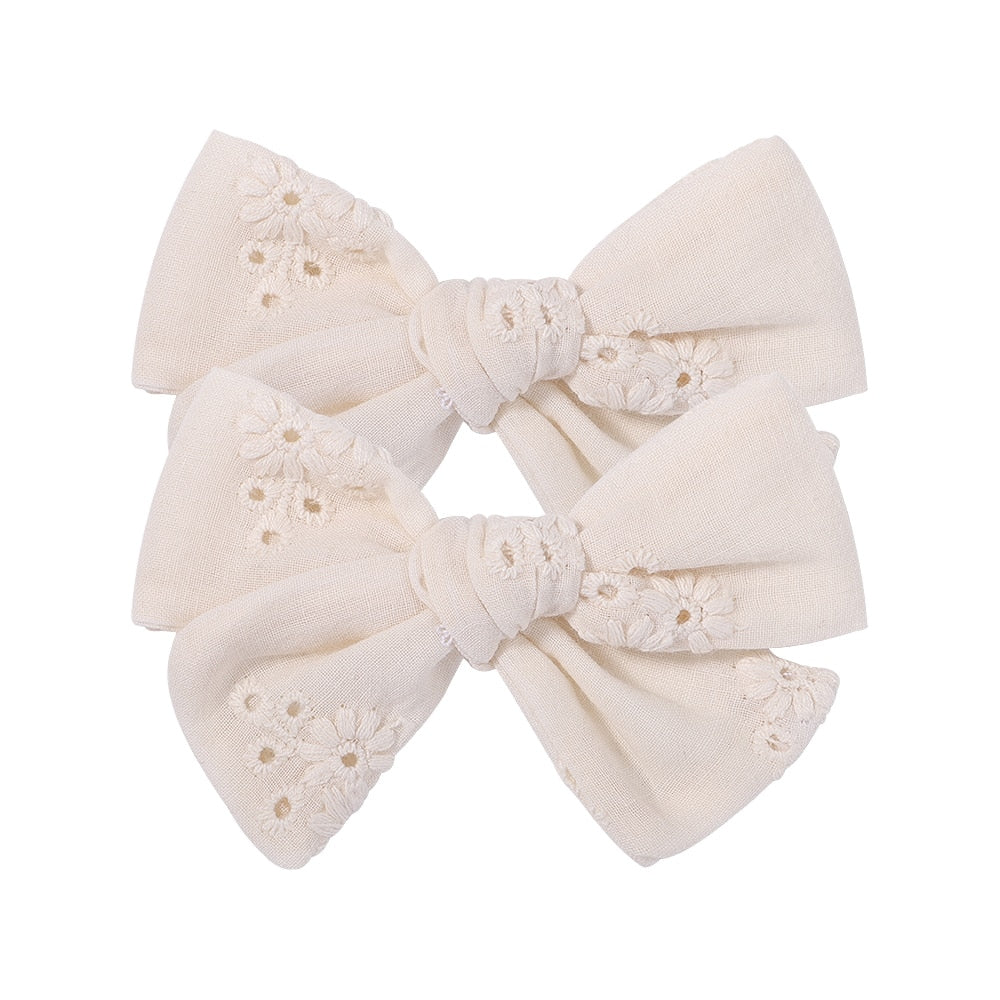 2Pcs/Set Sweet Flower Print Bowknot Hair Clips for Cute Baby Girls Cotton Bows Hairpins Barrettes Headwear Kids Hair Accessories | TageUnlimited