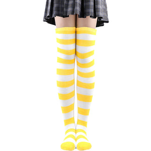 Women Thigh High Over The Knee Socks For Girls Black White Striped Stockings Long Slouch Socken Kawaii Knit Leg Warmers Soks | TageUnlimited