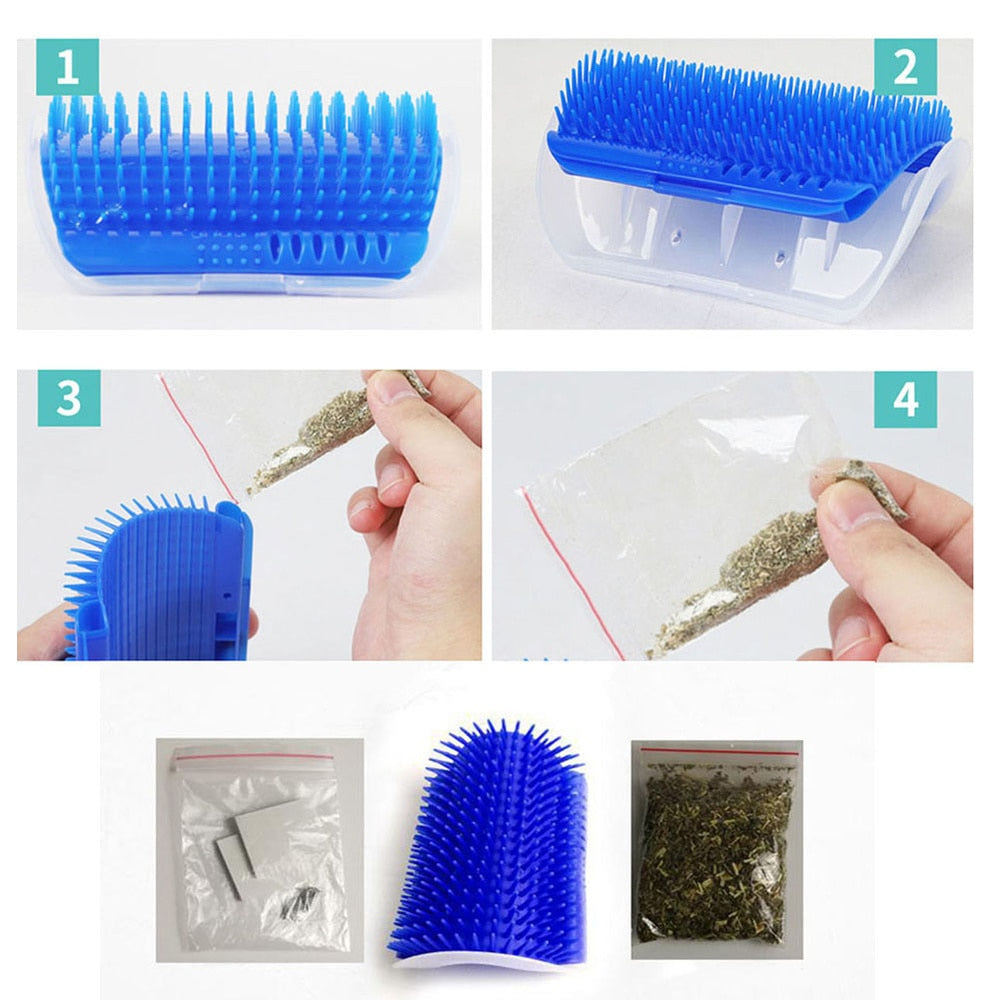 Cat Self Groomer With Catnip Soft Cats Wall Corner Massage Cat Comb Brush Rubs The Face With A Tickling Comb Pet Grooming Supply | TageUnlimited