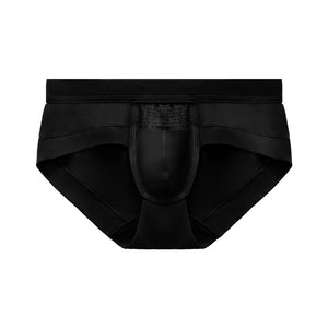 Men Modal Underwear Mid Waist Sexy Ice Wire Mesh Hollow Briefs Solid Color Double Layer Boxer | TageUnlimited