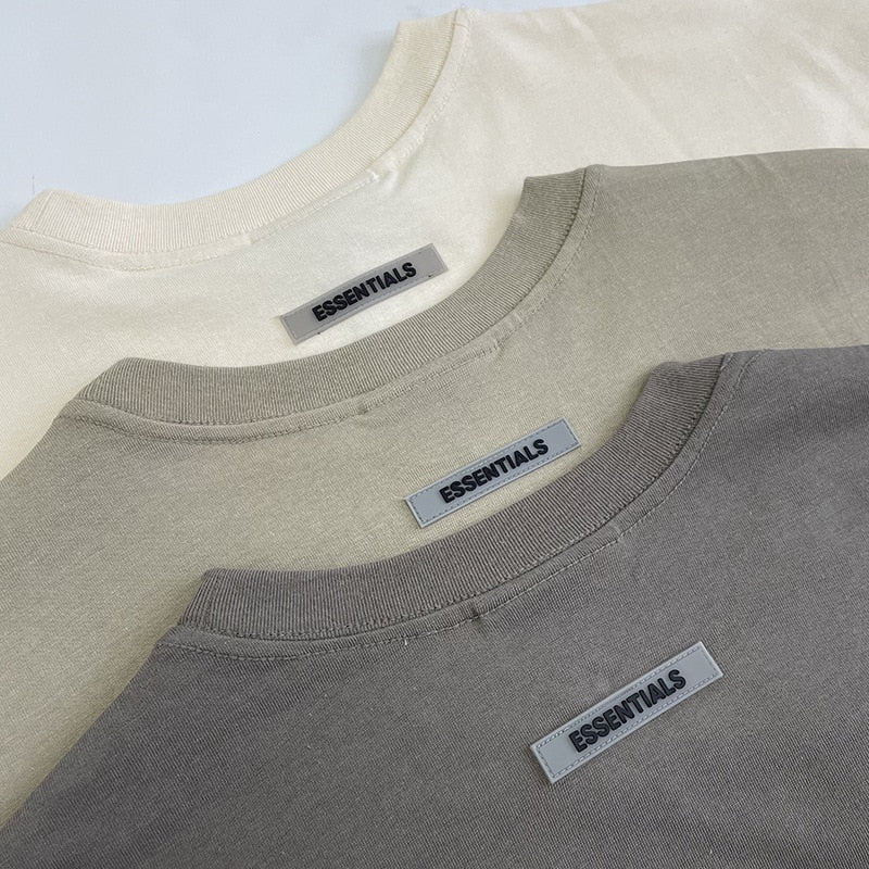 ESSENTIALS T-shirt Loose Rubber Letter logo Ovesized Short Sleeve Hip hop Unisex 100% Cotton Sports Tees | TageUnlimited