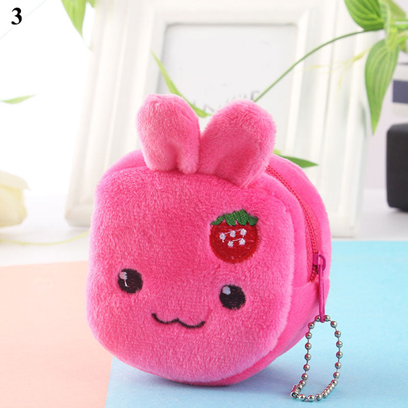 Women's Cartoon Coin Purse Three-dimensional Plush Zipper Headphone Bag Wallet Key Chain. | TageUnlimited