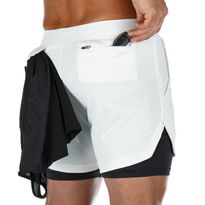 Outdoor Camo Running Shorts 2 In 1 Double-Deck Quick Dry Fitnes Jogging Workout Men Sports Short Pants Easy To Carry Sweat Towel | TageUnlimited