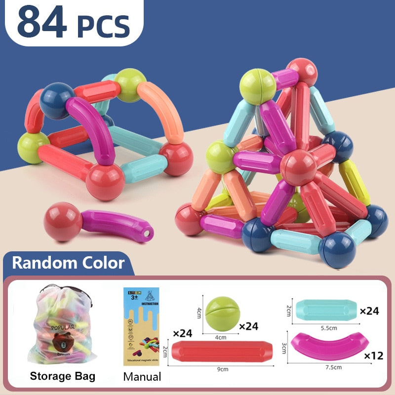 Magic Magnetic Building Blocks Toy Magnetic Construction Set Magnet Ball Sticks Rod Games Montessori Educational Toys For Kids | TageUnlimited