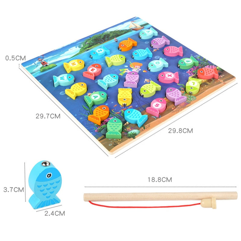 Montessori Educational Wooden Toys for Kids Montessori Toys Board Math Fishing Game Montessori Toys Educational for 1 2 3 Years | TageUnlimited