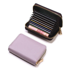 Business Card Holder Wallet Women/men Gray Bank/ID/Credit Card Holder 20 Bits Card Wallet PU Leather Protects Case Coin Purse | TageUnlimited