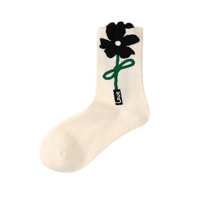 High Quality Cute Kawaii Women&#39;s Socks Floral Rabbit Cartoon Funny Socks Autumn Winter Middle Tube Fashion Casual Socks Eu35-40 | TageUnlimited