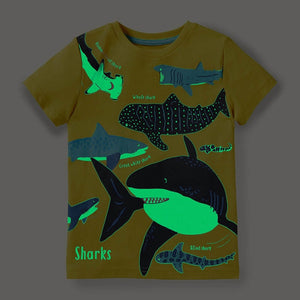 New Fashion Boys T-shirt Summer Luminous Dinosaur Animal Cotton Causal Clothes Lovely Tops for Kids 2-7 year | TageUnlimited