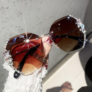 Luxury Brand Design Vintage Rimless Rhinestone Sunglasses Women Men Fashion Gradient Lens Sun Glasses Shades for Female | TageUnlimited