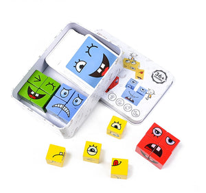 Cube Face Changing Building Blocks Board Game Wood Puzzle Montessori Expression Wooden Blocks Blocos For Children Kids Toys Gift | TageUnlimited