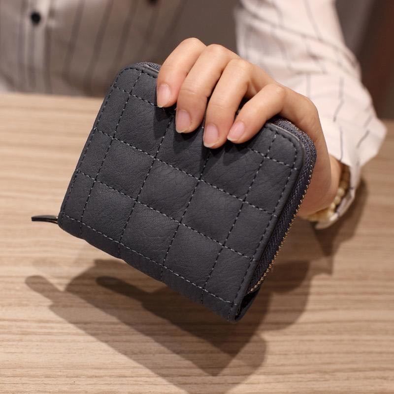 Fashion Short Wallets for Women PU Leather Female Plaid Purses Card Holder Wallet Small Zipper Wallet with Coin Purse Clutch Bag | TageUnlimited