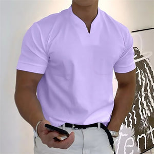 Men's Short-Sleeved Cotton Casual Men's T-shirt V-neck Shirt Male Breathable Polo Shirts S-5XL | TageUnlimited