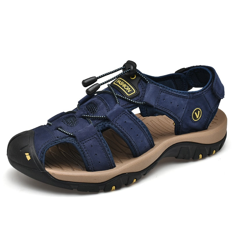 Genuine Leather Men Shoes Summer New Large Size Men&#39;s Sandals Men Sandals Fashion Sandals Slippers | TageUnlimited