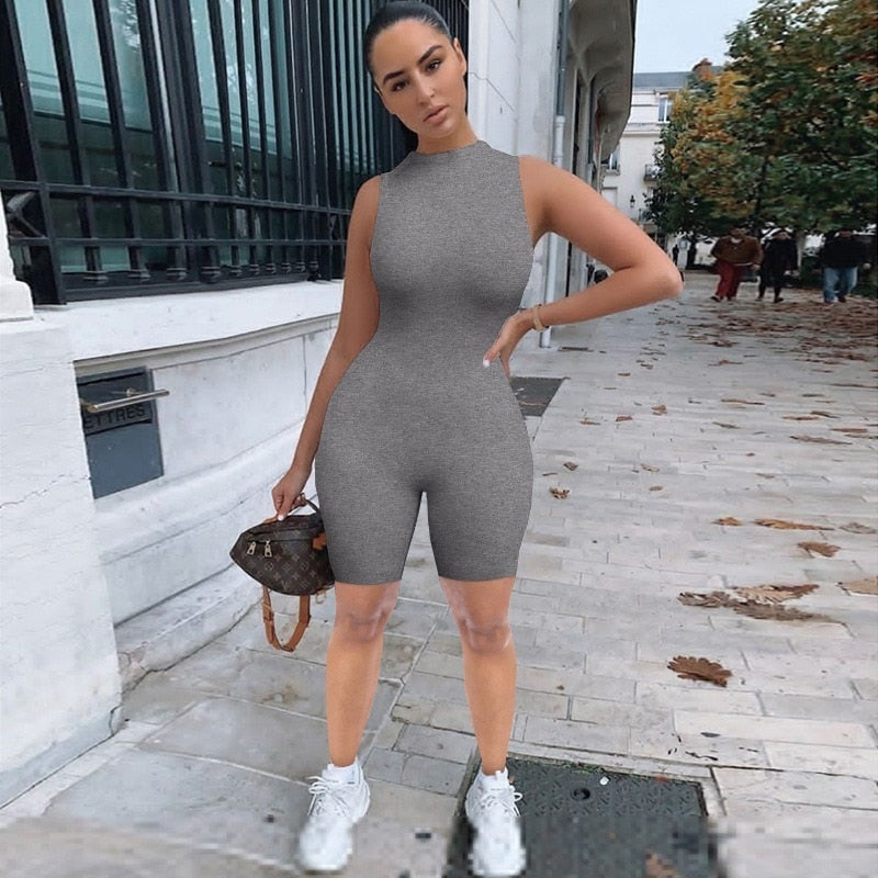 Jump Suits Women Sexy Bodycon Jumpsuits Sleeveless New Zipper Overall Tight Skinny Sport Casual Jumpsuit Outfits Women PR1488G | TageUnlimited