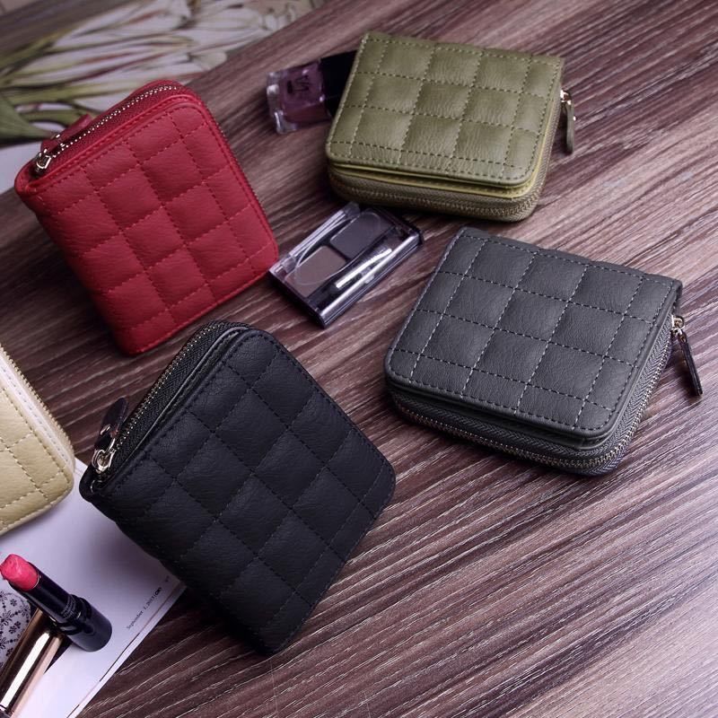 Fashion Short Wallets for Women PU Leather Female Plaid Purses Card Holder Wallet Small Zipper Wallet with Coin Purse Clutch Bag | TageUnlimited