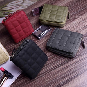 Fashion Short Wallets for Women PU Leather Female Plaid Purses Card Holder Wallet Small Zipper Wallet with Coin Purse Clutch Bag | TageUnlimited