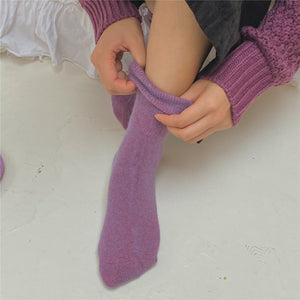 Solid Rabbit Hair Woman Socks Winter Thick Warmer Long Socks Japanese Kawaii Cute Thermal Cashmere Christmas Sock New Year Gifts | TageUnlimited