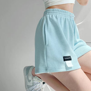 WomenShorts Summer High Waisted Sports Shorts Loose Bottoms Female Casual Elastic Waist Hot Pants Solid Color Homewear | TageUnlimited