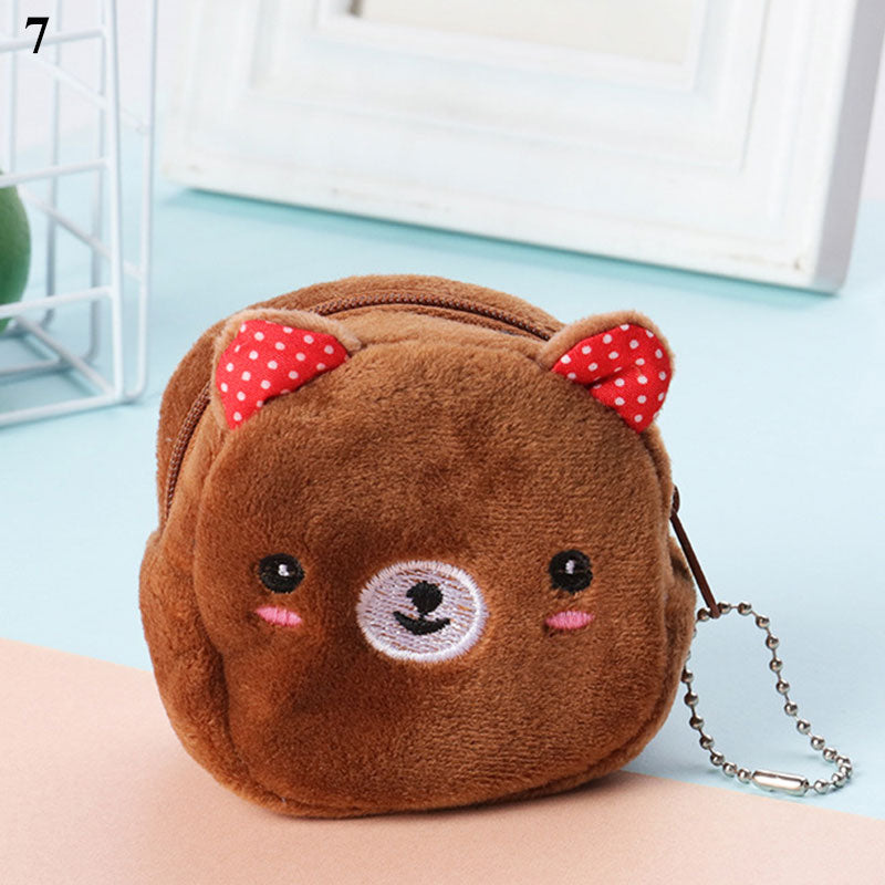 Women's Cartoon Coin Purse Three-dimensional Plush Zipper Headphone Bag Wallet Key Chain. | TageUnlimited