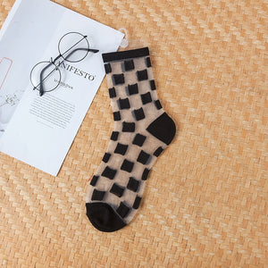 Sexy Lace Women Socks Summer Ultra-thin Transparent Mesh Fishnet Short Socks Harajuku Casual Breathable Black White Crew Socks | TageUnlimited