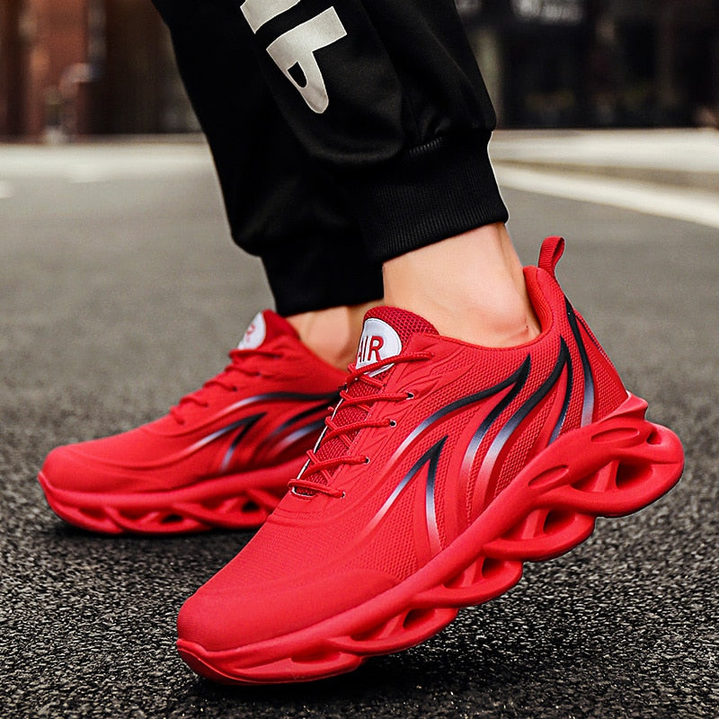 Men Flame Printed Sneakers Flying Weave Sports Shoes Comfortable Running Shoes Outdoor Men Athletic Shoes | TageUnlimited