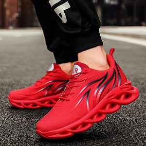Men Flame Printed Sneakers Flying Weave Sports Shoes Comfortable Running Shoes Outdoor Men Athletic Shoes | TageUnlimited