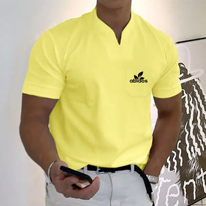 Pattern Summer Men Short-Sleeved Cotton Casual Men&#39;s T-shirt V-neck Shirt Male Breathable Polo Shirts S-5XL | TageUnlimited