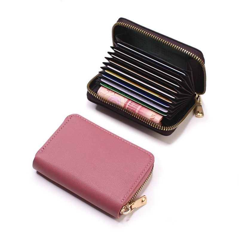 Business Card Holder Wallet Women/men Gray Bank/ID/Credit Card Holder 20 Bits Card Wallet PU Leather Protects Case Coin Purse | TageUnlimited