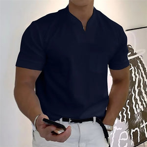 Summer New Men's Short-Sleeved Cotton Casual Men's T-shirt V-neck Shirt Male Breathable Polo Shirts S-5XL | TageUnlimited
