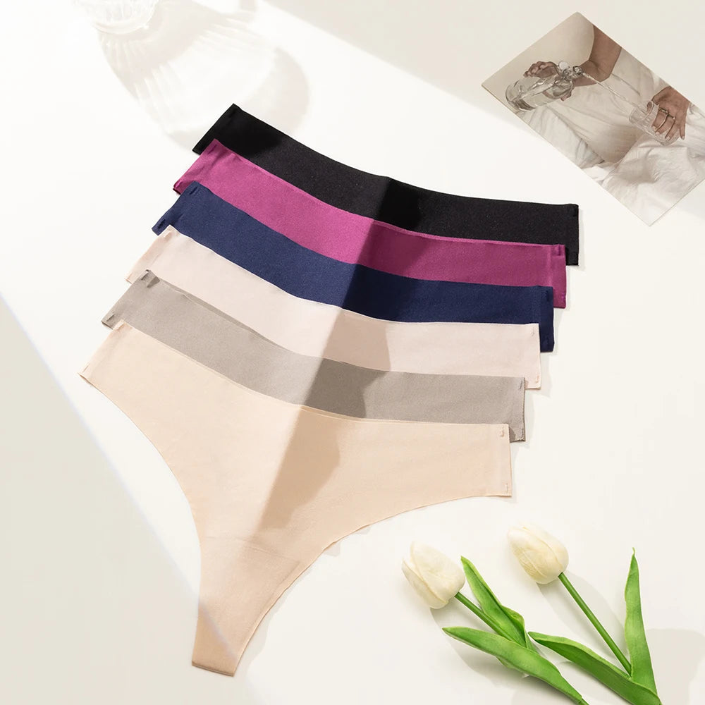 WarmSteps Women's Seamless Thongs Elastic Panties Invisible G Strings Thongs Sexy Woman T-Back Low-Rise Femme Tangas Lingerie | TageUnlimited