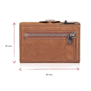 Pop-Up Credit Card Case with RFID Protection Genuine Leather  Wallet with Compartment for Notes and Coins for Men and Women | TageUnlimited
