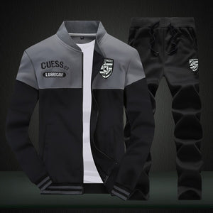 New Men's Tracksuit Fleece Jacket and Sweatpants 2 Piece Set Spring Autumn Sports Suit Long Sleeve Sets Men Sweatsuit Warm | TageUnlimited