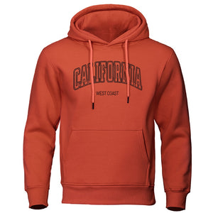U.S.A California west coast Street Print Male Hoodie Fashion Loose Clothing Fleece Warm Sweatshirt O-Neck Pollover Hoody For Men | TageUnlimited