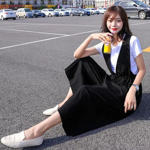 Jumsuits for Women New Stylish Overalls Korean Black Wide Leg Calf Legnth Pants Jump Suits Slim Fashion Outfits | TageUnlimited