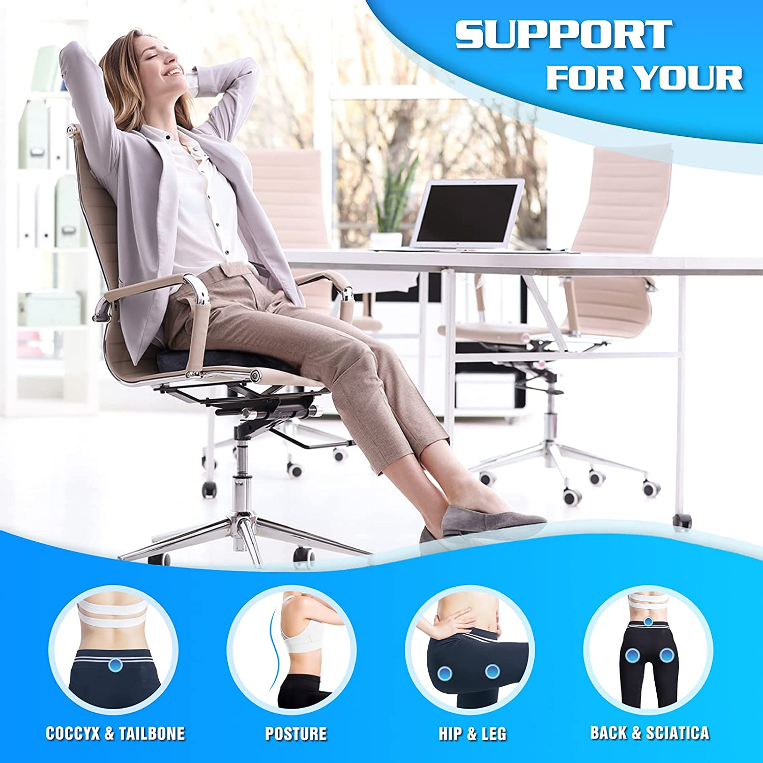 Seat Cushion Office Chair Cushions Coccyx Orthopedic Memory Foam U Seat Massage Chair Cushion Pad Car Massage Cushion | TageUnlimited