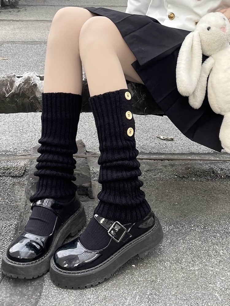 Gothic Women Striped Leg Warmers Lolita Long Socks Knitted Leggings Japanese Sweets Winter Socks Kawaii Arm Ankle Warmers | TageUnlimited