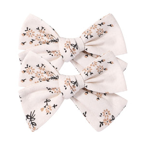 2Pcs/Set Sweet Flower Print Bowknot Hair Clips for Cute Baby Girls Cotton Bows Hairpins Barrettes Headwear Kids Hair Accessories | TageUnlimited
