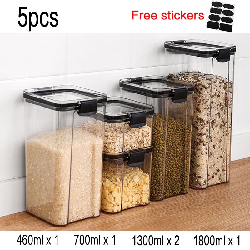 Food Storage Kitchen Containers Plastic Box Jars for Bulk Cereals Kitchen Organizers for Pantry Organizer Jars With Lid Home Set | TageUnlimited