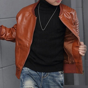 Children Leather Coat Spring And Autumn Clothing Korean boys PU leather jacket