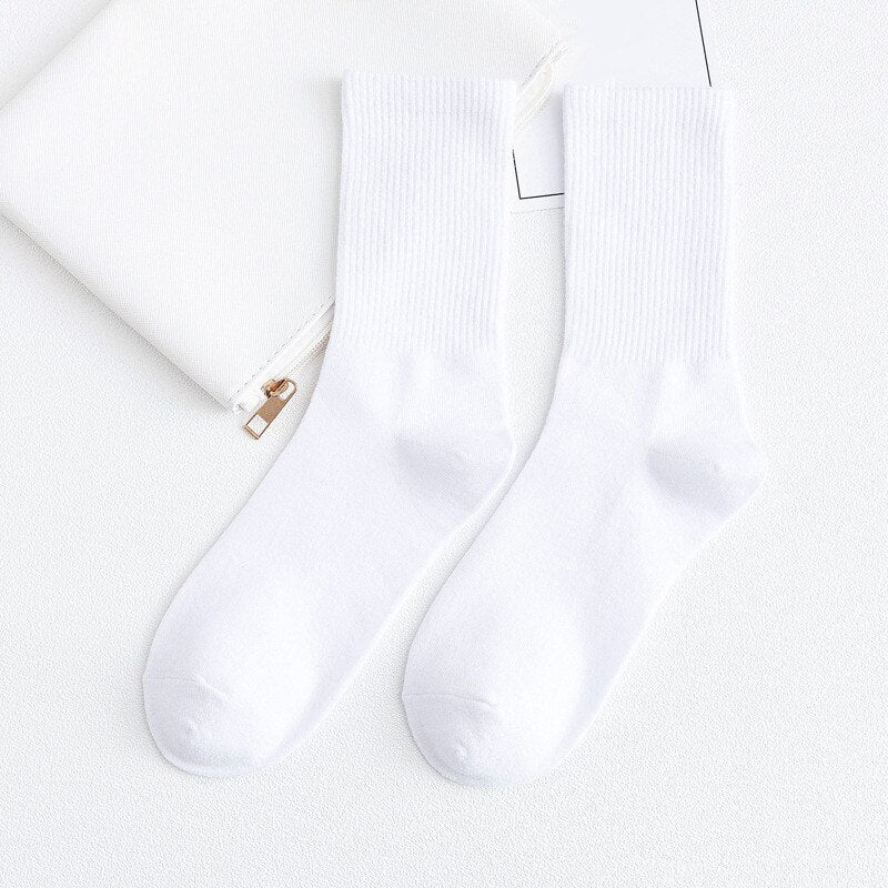 Solid Striped Black White Short Socks for Woman Harajuku Hip Hop Skateboard Crew Socks Cotton Casual Unisex Men/Women&#39;s Socks | TageUnlimited