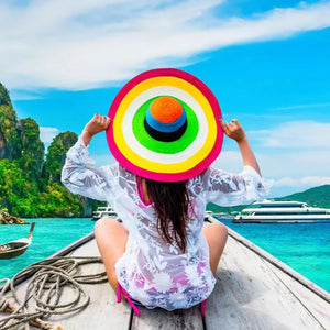 70cm Oversized  Wide Brim Sun Hat Travel  Large UV Protection Beach Straw Hats Women's Summer Floppy Foldable Chapeaux Wholesale
